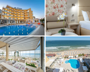 Еднодневен пакет със закуска, обяд и вечеря + външен басейн и релакс зона от хотел Афродита Бийч, Несебър