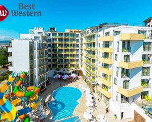 Април и май в Слънчев бряг! Нощувка на човек на база All Inclusive + отопляем външен басейн с пързалки в хотел Бест Уестърн Премиум Ин****