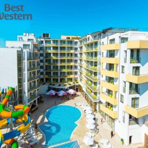 Април и май в Слънчев бряг! Нощувка на човек на база All Inclusive + отопляем външен басейн с пързалки в хотел Бест Уестърн Премиум Ин****