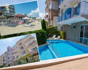 All inclusive light + басейн + шезлонг, чадър и напитки на плажа от семеен хотел Елвира, Равда на цени от 57 лв. на човек