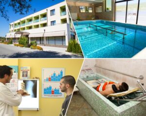 Оферта с направление код 23! Нощувка на човек със закуска и вечеря + преглед от лекар-специалист, лечебни процедури и минерален басейн от хотел-клиника Д-р Гечеви,  Павел Баня