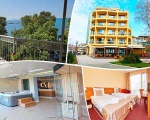 Нощувка на човек със закуска или със закуска и вечеря + 1 или 2 процедури по избор + релакс зона с изглед към морето в хотел Парадайс, Поморие