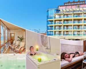 На ПЪРВА линия в Поморие! Нощувка на човек със закуска и вечеря + 2 физиопроцедури на ден и панорамна термална зона от хотел Св. Св. Петър и Павел***